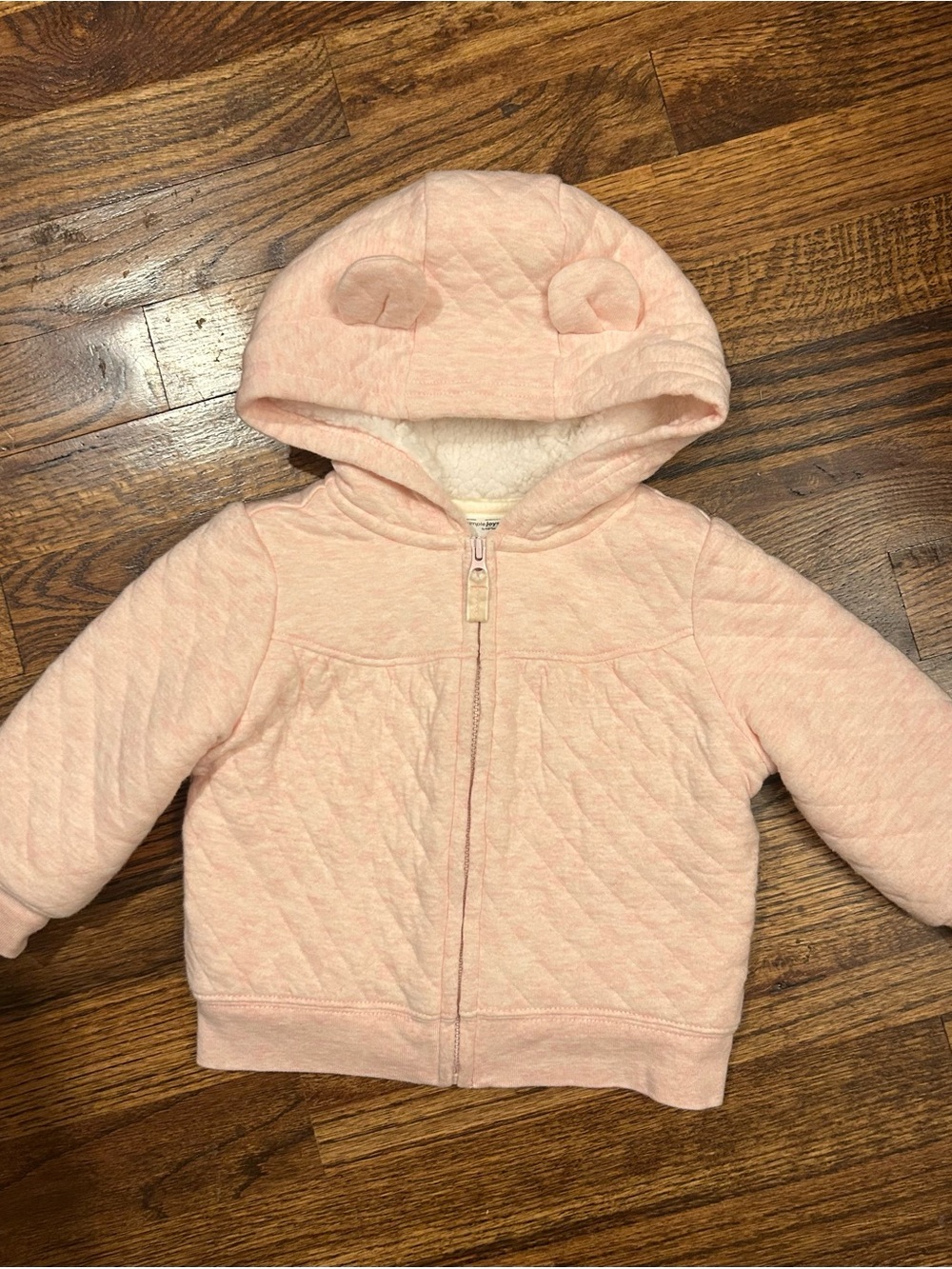 Simple Joys by Carter's Baby Girls Pink Quilted Sherpa Lined Ear Hoodie 12M